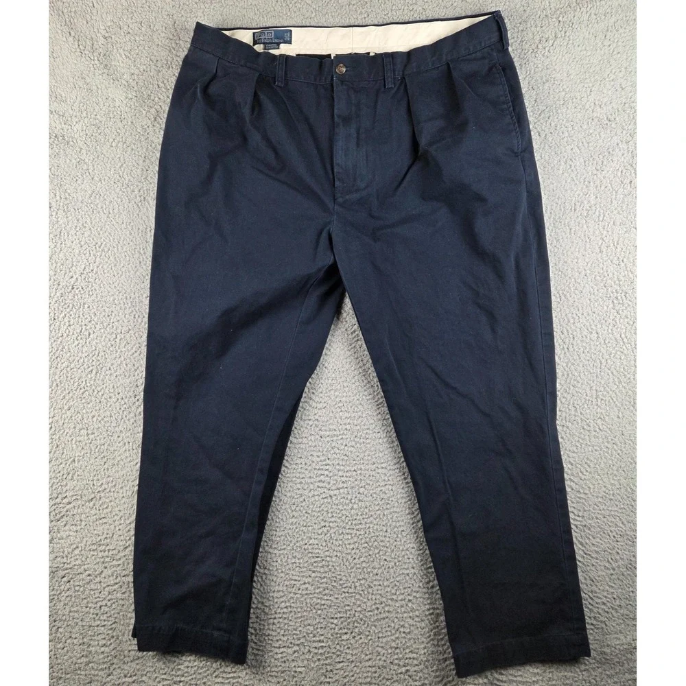 Polo Ralph‎ Lauren Pant Mens 42x30 (39x29) Blue Ethan Pleated Front 100% Cotton